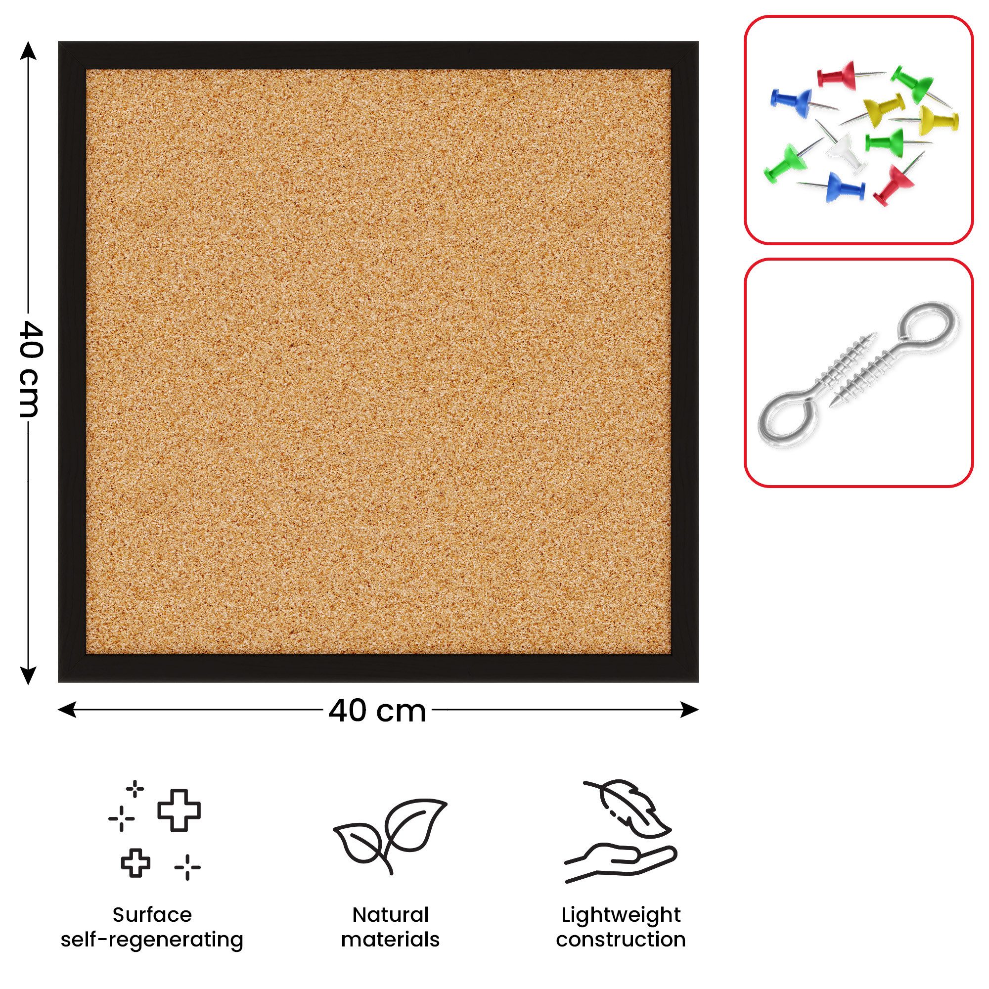 ALLboards Pinnwand ALLboards Pinnwand mit Farbigem Holz Rahmen Korktafel