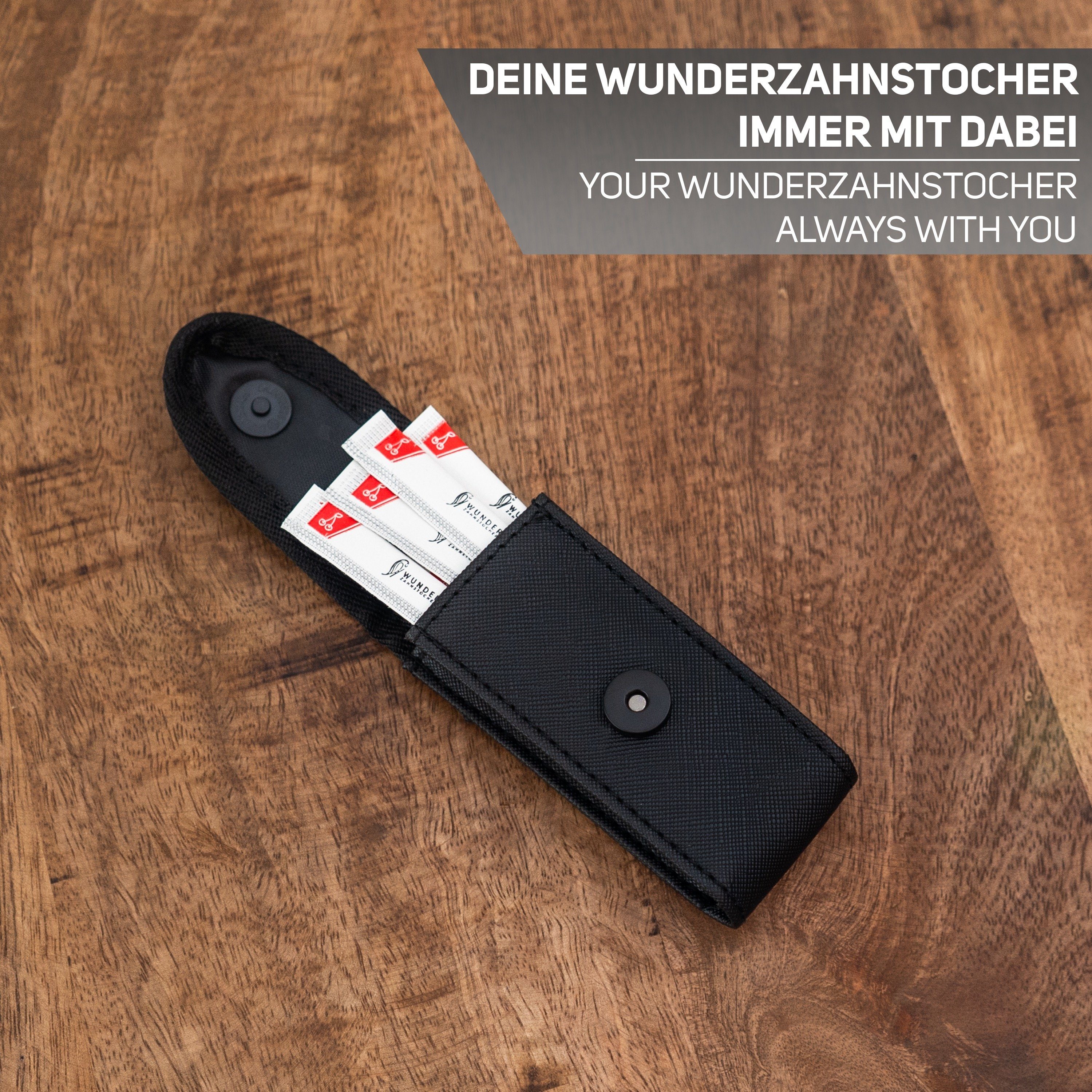 Wunder Zahnstocher Mundpflegecenter Wunder Ledertasche schwarz