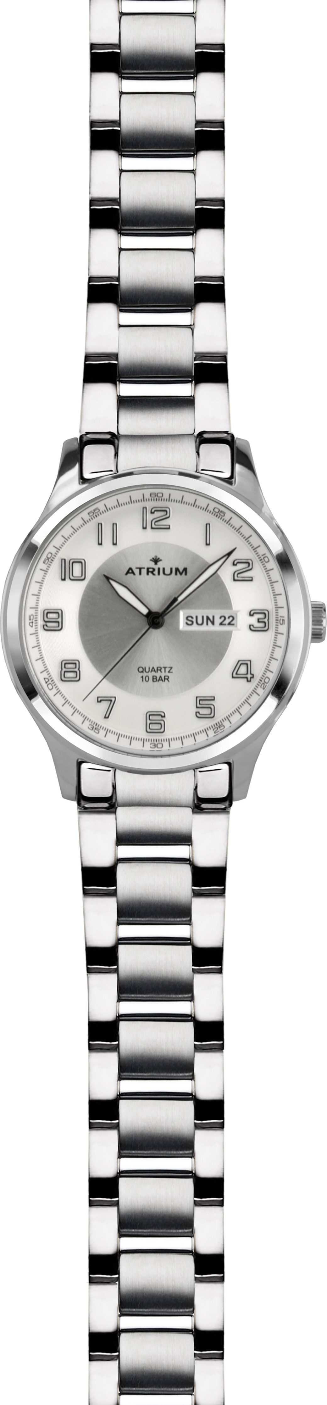 Atrium Quarzuhr A39-30, Armbanduhr, Herrenuhr, Edelstahlarmband, analog, Wochentag, Tag