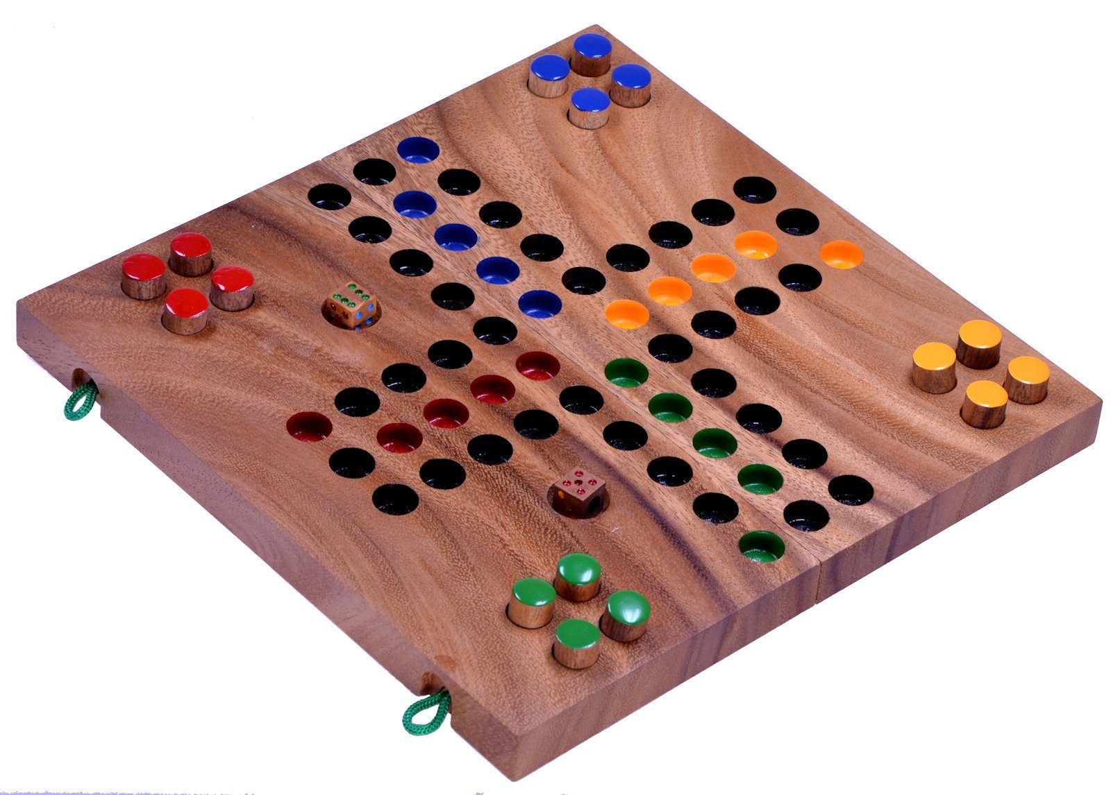 Logoplay Holzspiele Spiel, Ludo Gr. L für 2 bis 4 Spieler - Spielfeld 26 x 25 cm - Würfelspiel aus HolzHolzspielzeug