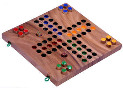 Logoplay Holzspiele Spielesammlung, Ludo Gr. L für 2 bis 4 Spieler - Spielfeld 26 x 25 cm - Würfelspiel aus HolzHolzspielzeug