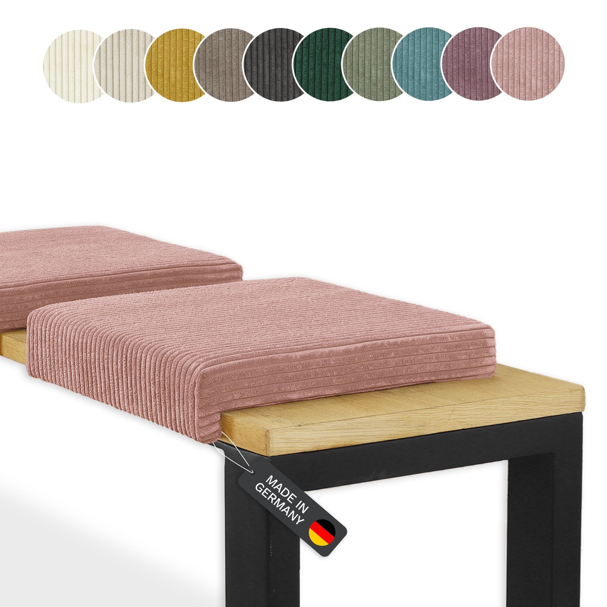 Lycce Bankauflage Bankauflage Klemmkissen 1 Leiste, Cordstoff extra Polsterung, (1 St), für Banktiefe ab 35 cm, verrutscht nicht, versch. Farben