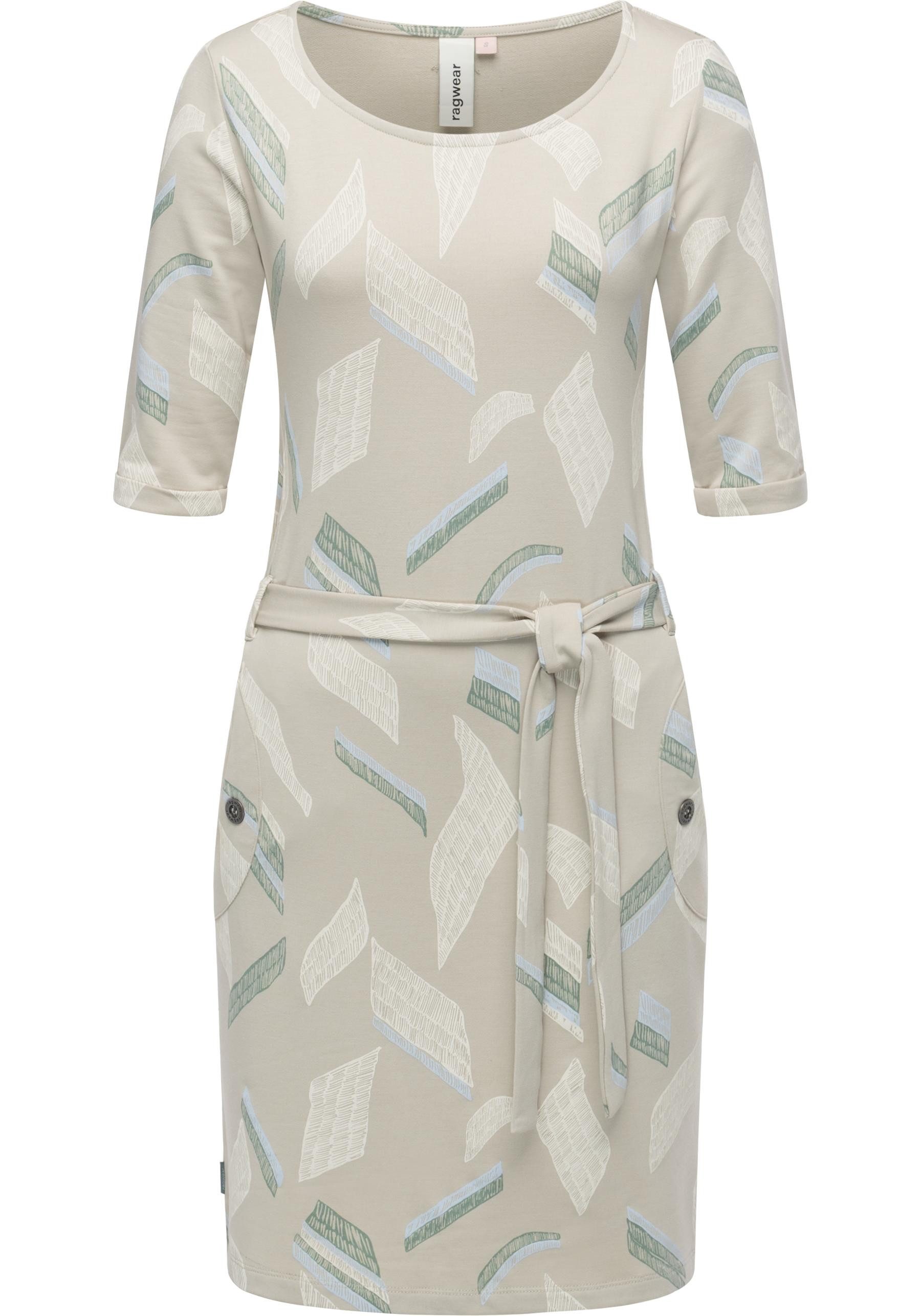 Ragwear Jerseykleid Kenisha Print Midikleid mit Taillengürtel