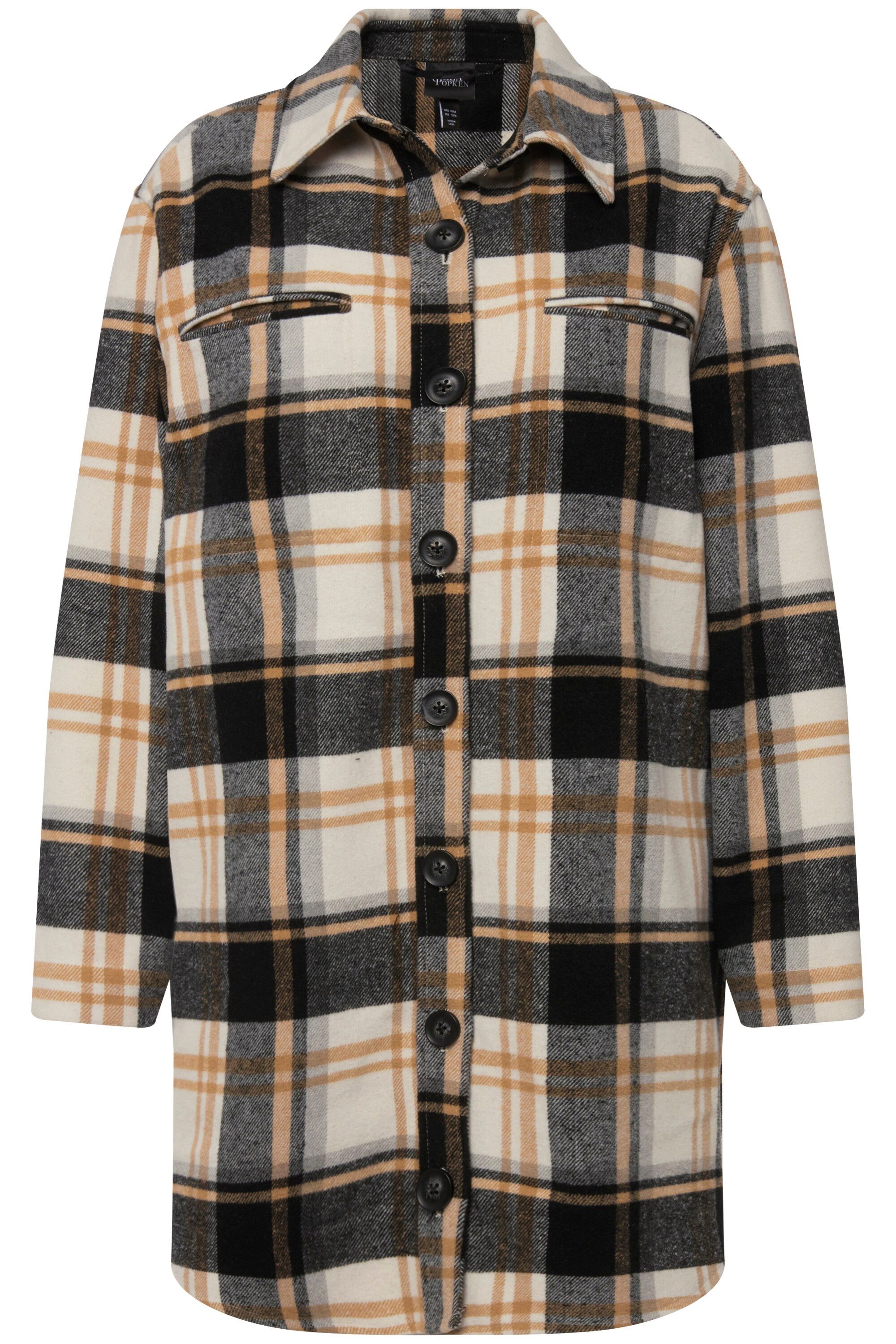 Ulla Popken Sommerjacke Overshirt Flanell Hemdkragen günstig online kaufen
