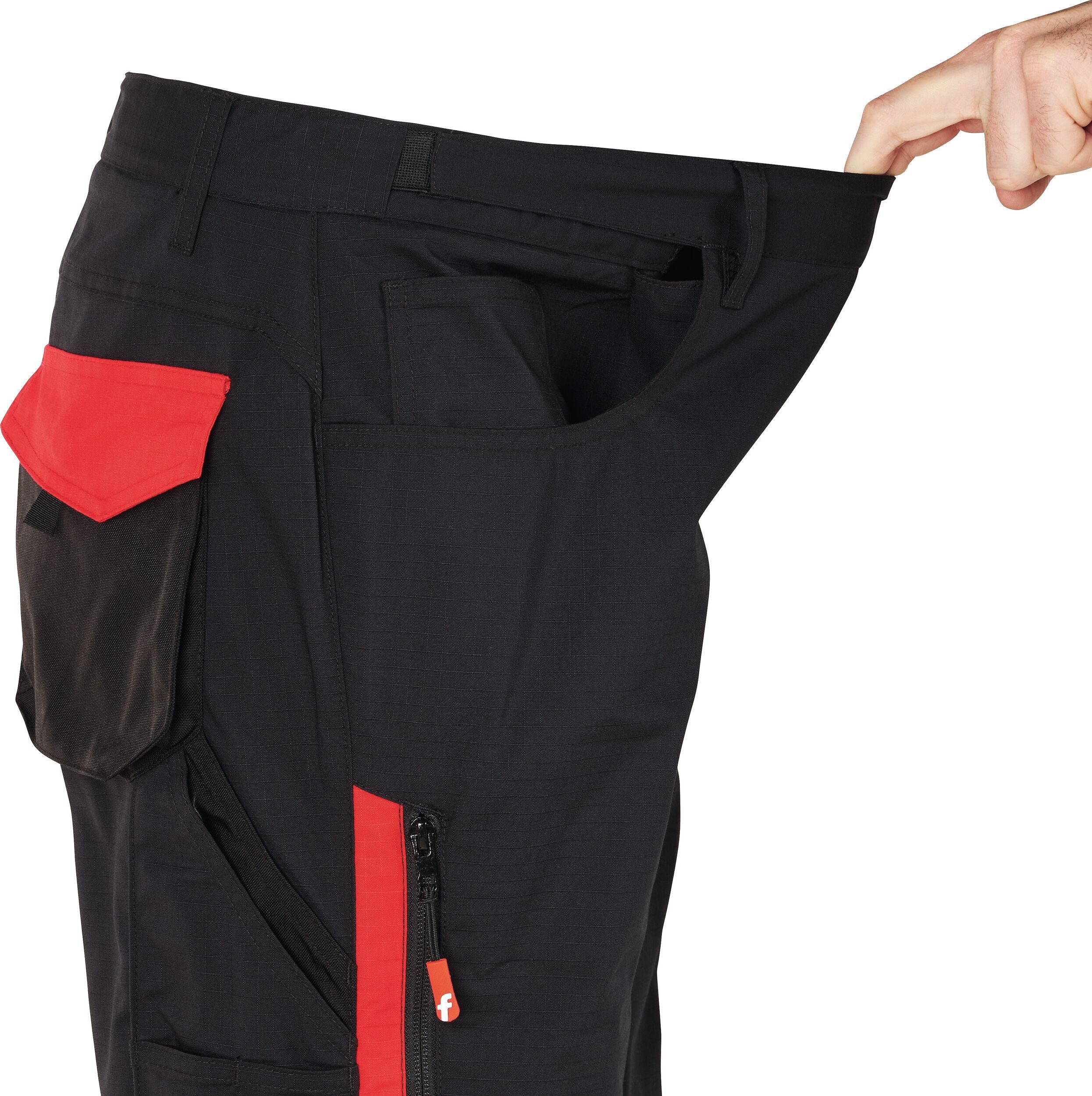 fortis Arbeitsbundhose Herren-Bundhose Performance schwarz/rot