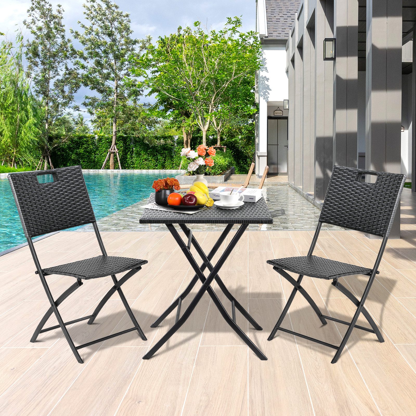 TLGREEN Balkonset, Gartenmöbel Set 3teilige,Klappbar mit 2 Stühle und