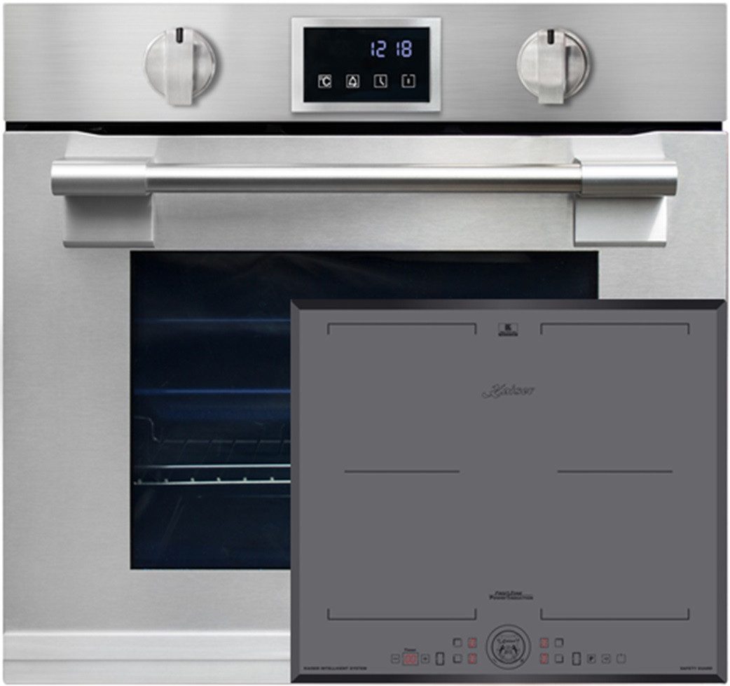 Backofen-Set Herd Set Autark Einbaubackofen XXL 86L, mit Pyrolyse & AirFry, Touchdisplay mit Induktions-Kochfeld 60 cm EH 6339+KCT 6730 FIG