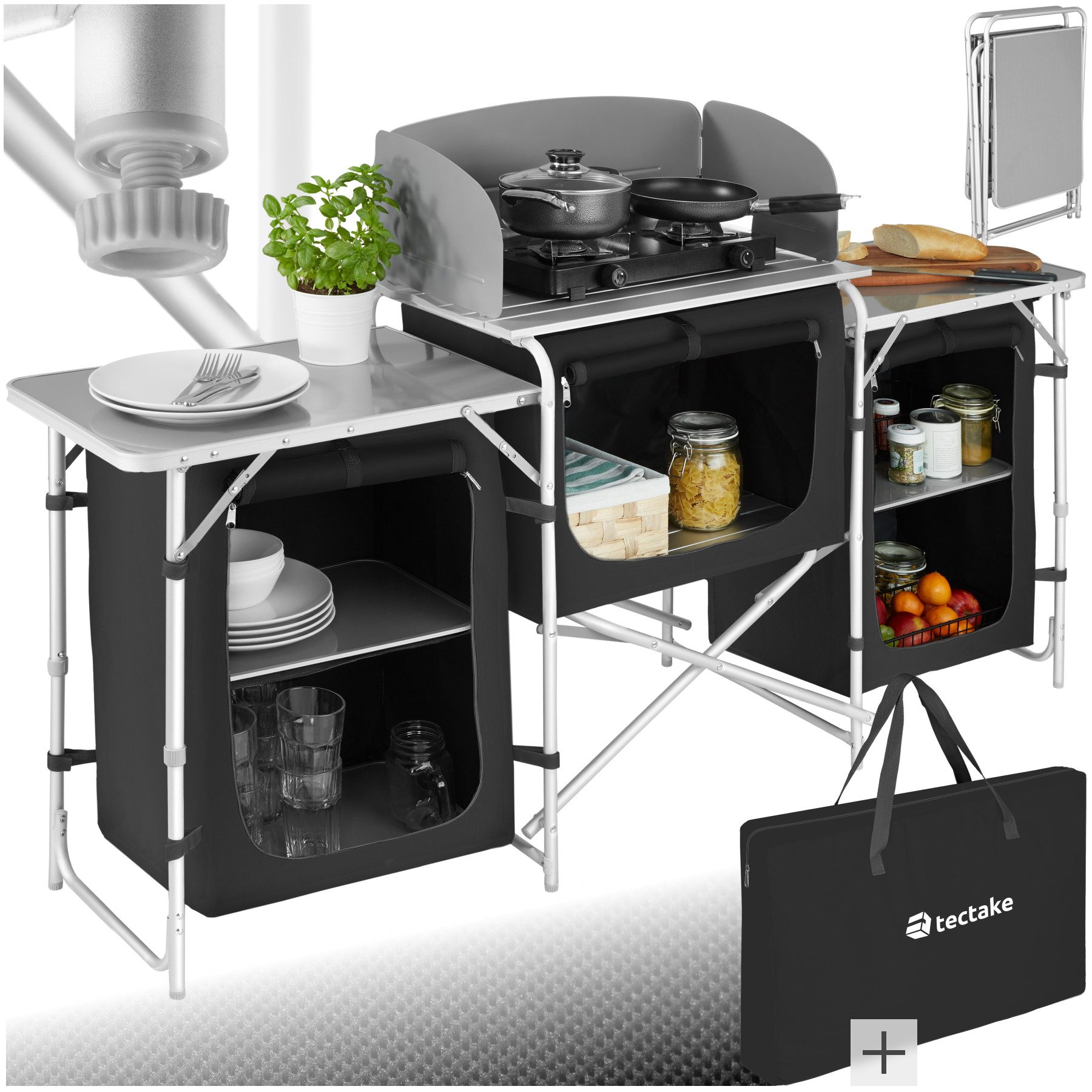 tectake Campingtisch Campingküche XXL mit 5 günstig online kaufen