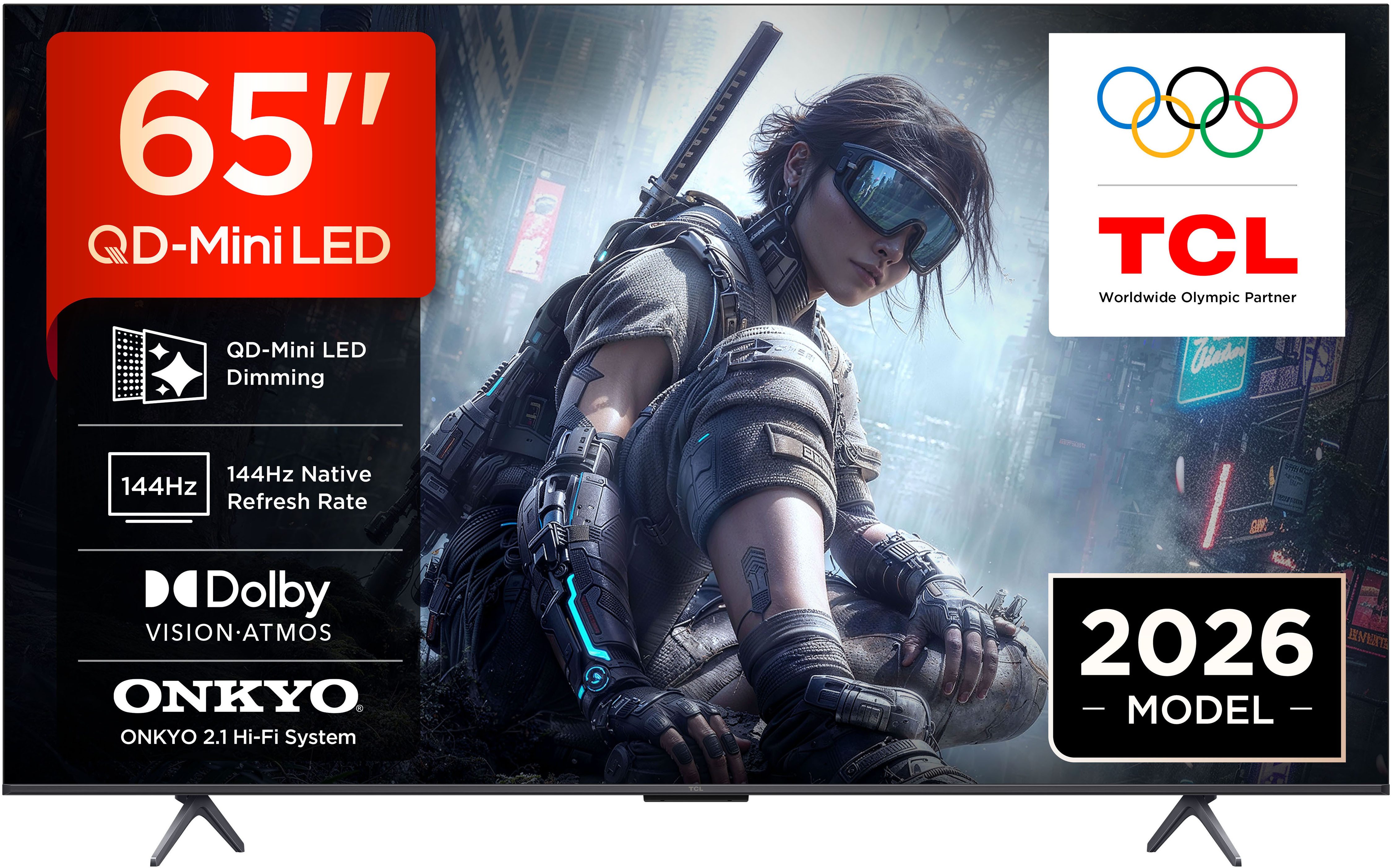 TCL 65T8DXB QLED-Fernseher (164 cm/65 Zoll, 4K Ultra HD, Smart-TV, Google TV)