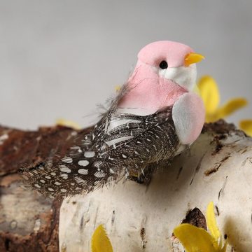 MARELIDA Tierfigur Mini Deko Vögel mit Federn Klammer Frühling Osterdeko 2,5cm rosa 2St. (2 St)