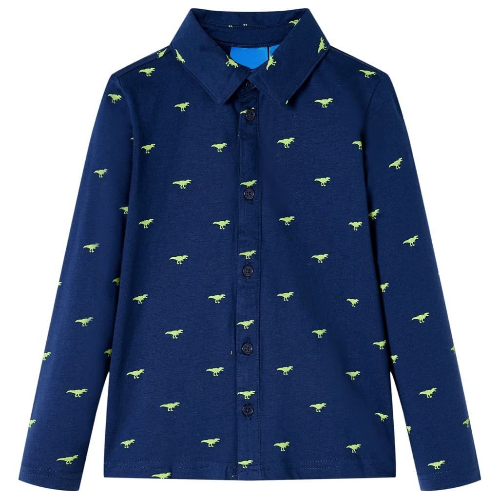 Langarmhemd Kinderhemd Marineblau 104