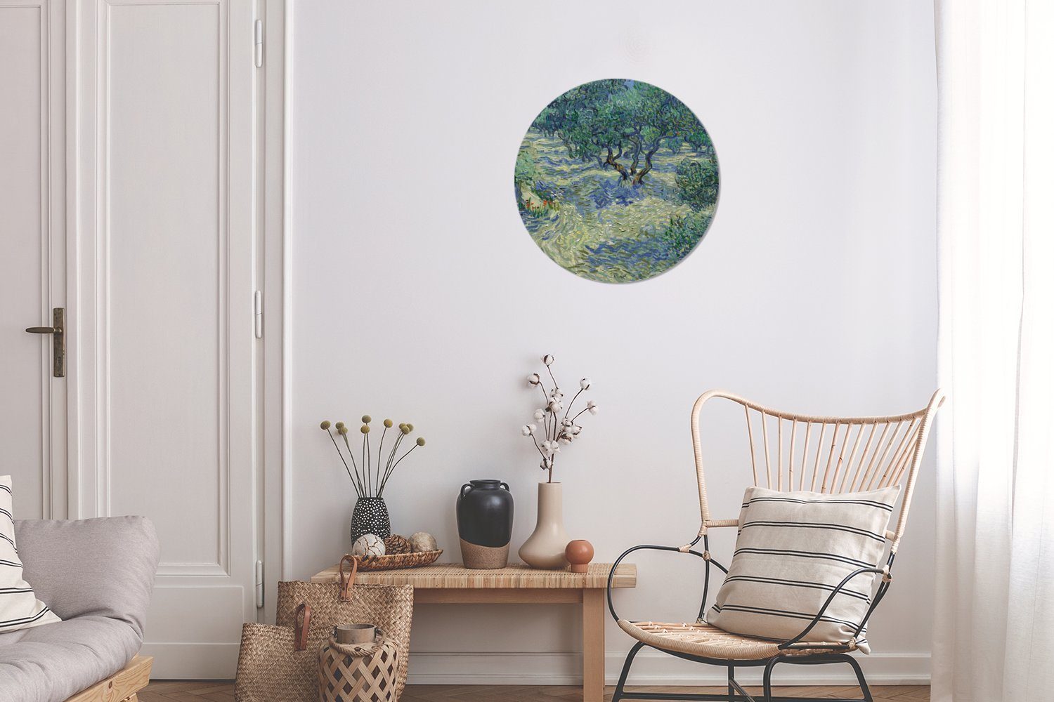 Tapetenkreis van (1 MuchoWow Rund, Olivenhain für von St), Vincent Gogh Wandsticker - Tapetenaufkleber, Kinderzimmer, Der Gemälde Wohnzimmer