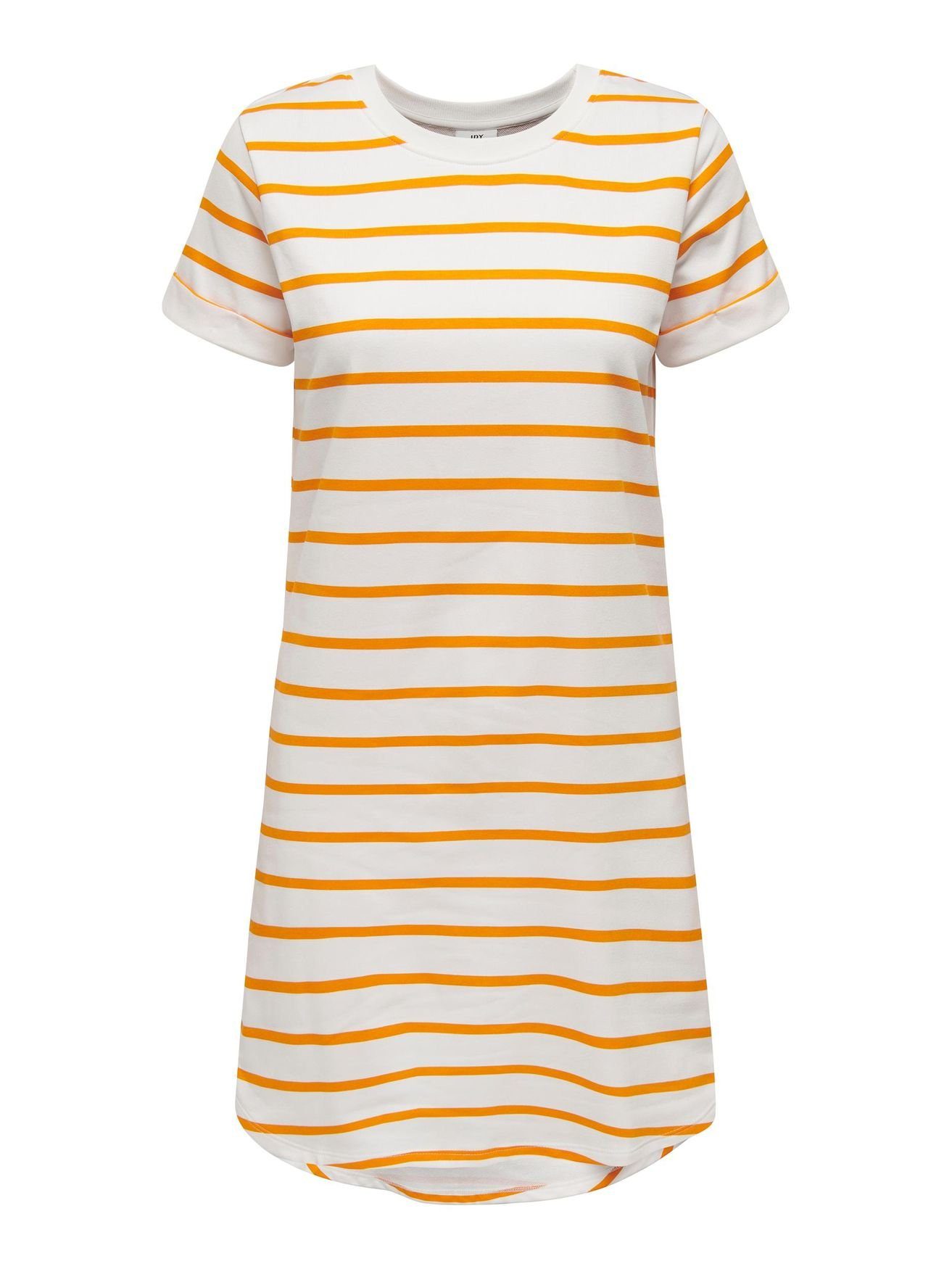 Kleid Knielang Shirtkleid Orange de in (knielang) YONG T-Shirt JACQUELINE JDYIVY 4989 Gestreift Kurzes