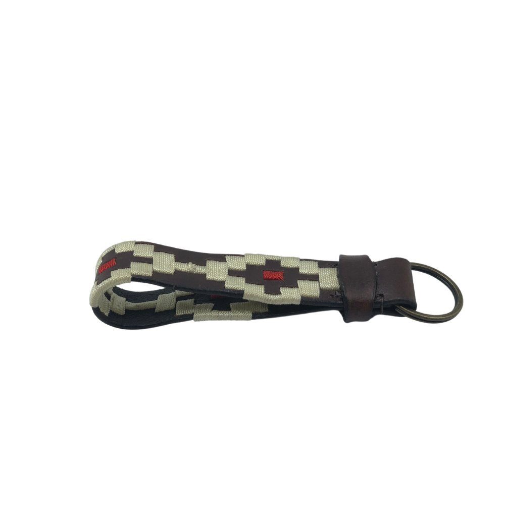 Kipita Schlüsselanhänger Hochwertig bestickter Polo Schlüsselanhänger, Argentinisches Design, echtes Leder, echtes Leder Vintage