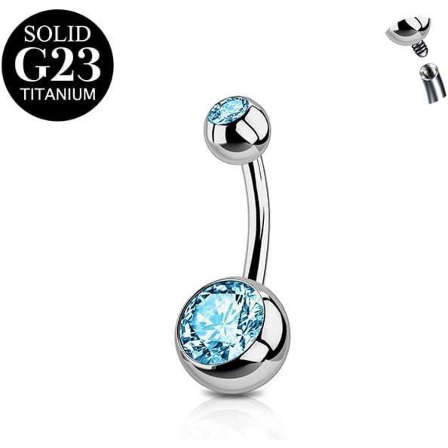 Bauchnabelpiercing Bauchnabelpiercing Titan Silber 14G Rosa Blau CZ 6-16mm