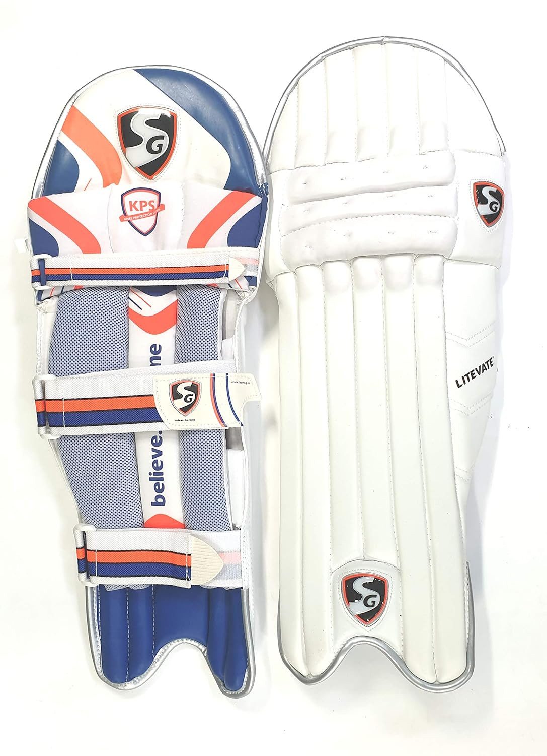 SG Protektoren-Set Litevate Batting Leg Guard für Männer & Jungen (Bestandteile des Pakets: 1 Paar Beinschützer, Cricket-Sicherheitsausrüstung, Cricket-Pads, Batting Leg Armor), Verschlussart: Haken und Schlaufen, Beinschutz für Cricket