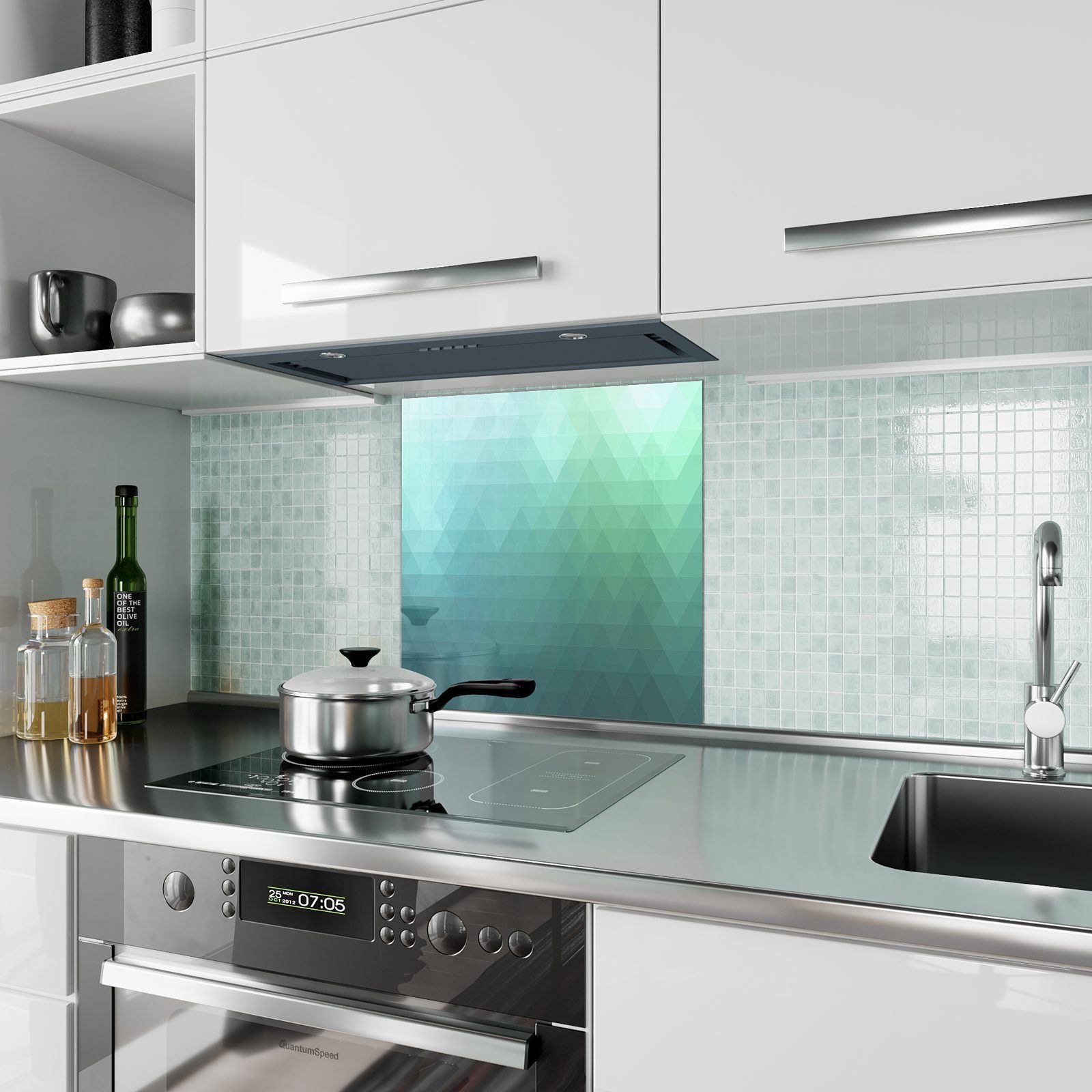 Primedeco Küchenrückwand Küchenrückwand Spritzschutz Hintergrund mit Glas Abstrakter Motiv