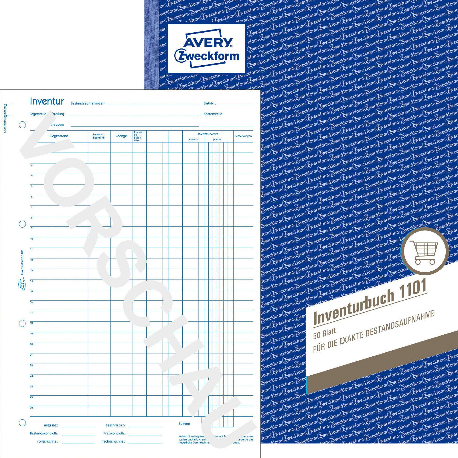 Formularblock Avery Zweckform 1101 Inventurbuch A4 50 Blatt Mikroperforation