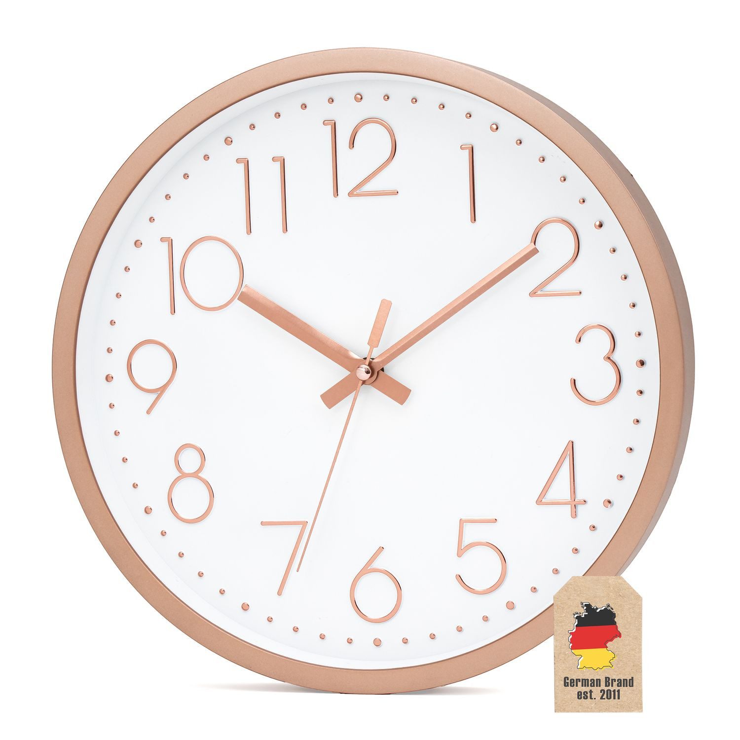 Intirilife Wanduhr (Wanduhr lautlos, ohne Tickgeräusche klassiche moderene Quarzuhr)