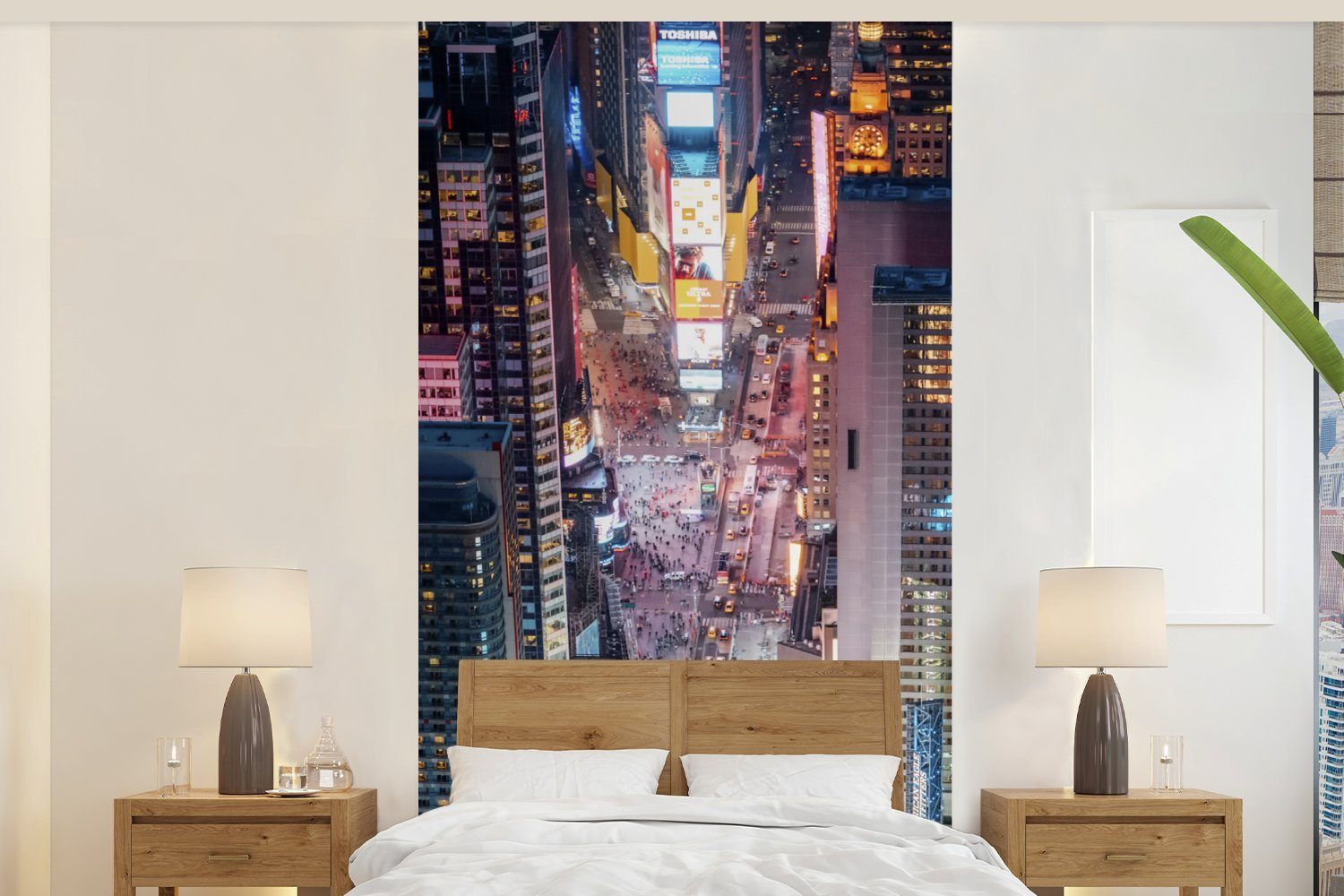 MuchoWow Fototapete Blick von oben auf den Times Square in New York, Matt, bedruckt, (2 St), Vliestapete für Wohnzimmer Schlafzimmer Küche, Fototapete