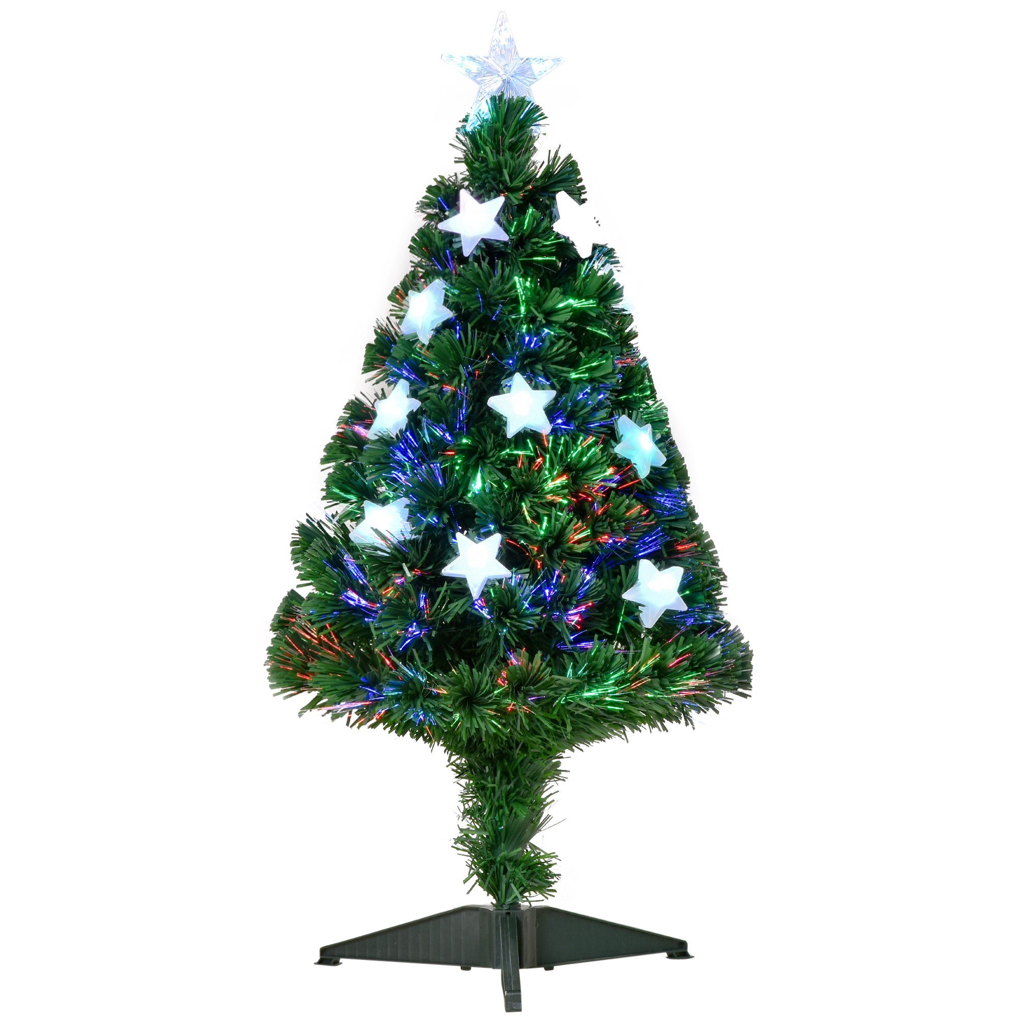 HOMCOM Künstlicher Weihnachtsbaum Weihnachtsbaum, Kunsttanne, Weihnachtsbaum 0,9 m Christbaum Kunsttanne 90 Äste mit LED-Lichtern