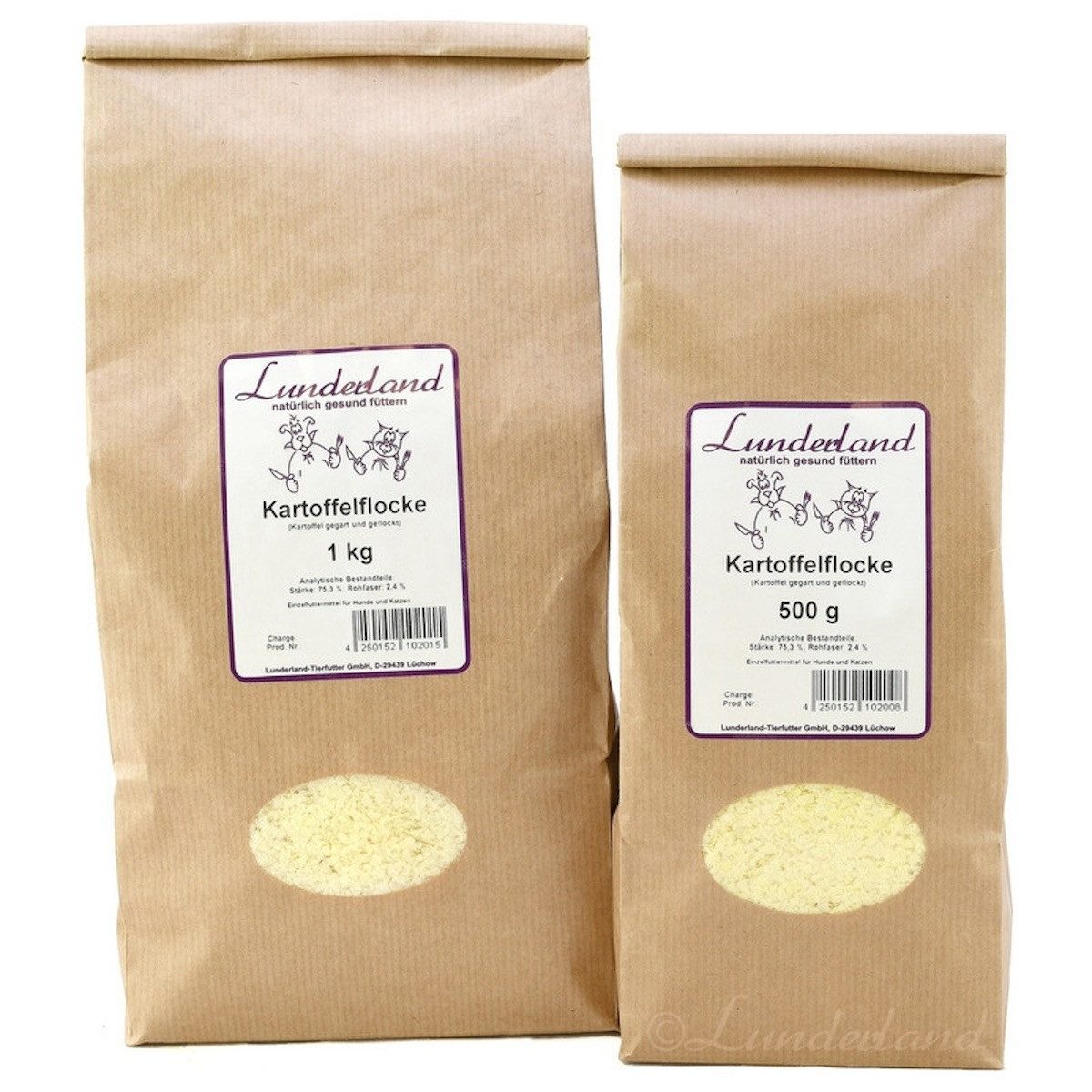 Lunderland Kartoffelflocke 1 kg für Hunde, Nahrungsergänzungsmittel für: Hund