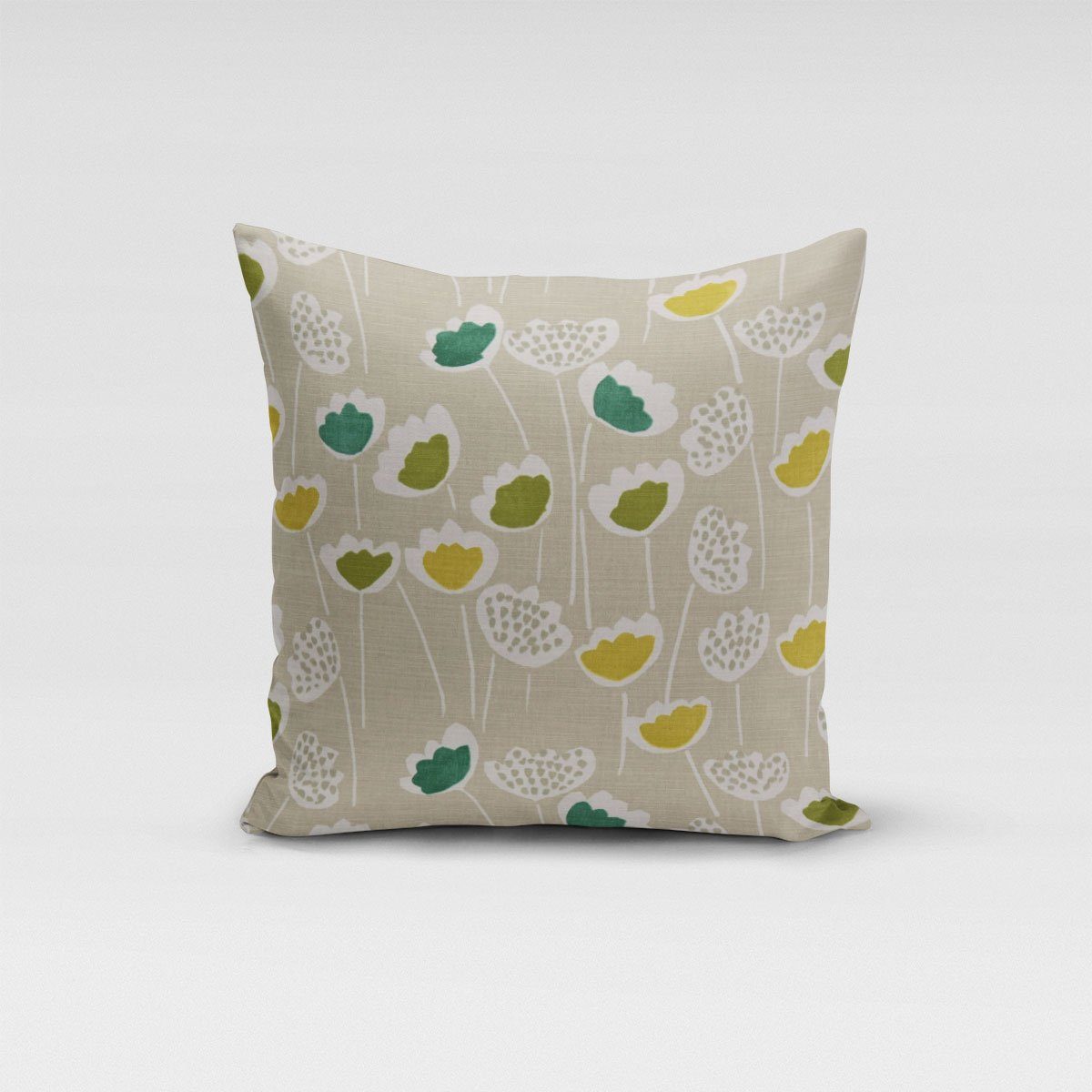SCHÖNER LEBEN. Dekokissen Kissenhülle Clara Cactus Blumen grau grün 40x40cm, made in Germany,handmade