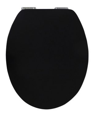 Sitzplatz WC-Sitz Einfarbig, Motiv Pure Black, Holzkern, Absenkautomatik, Hochglanz, 402330