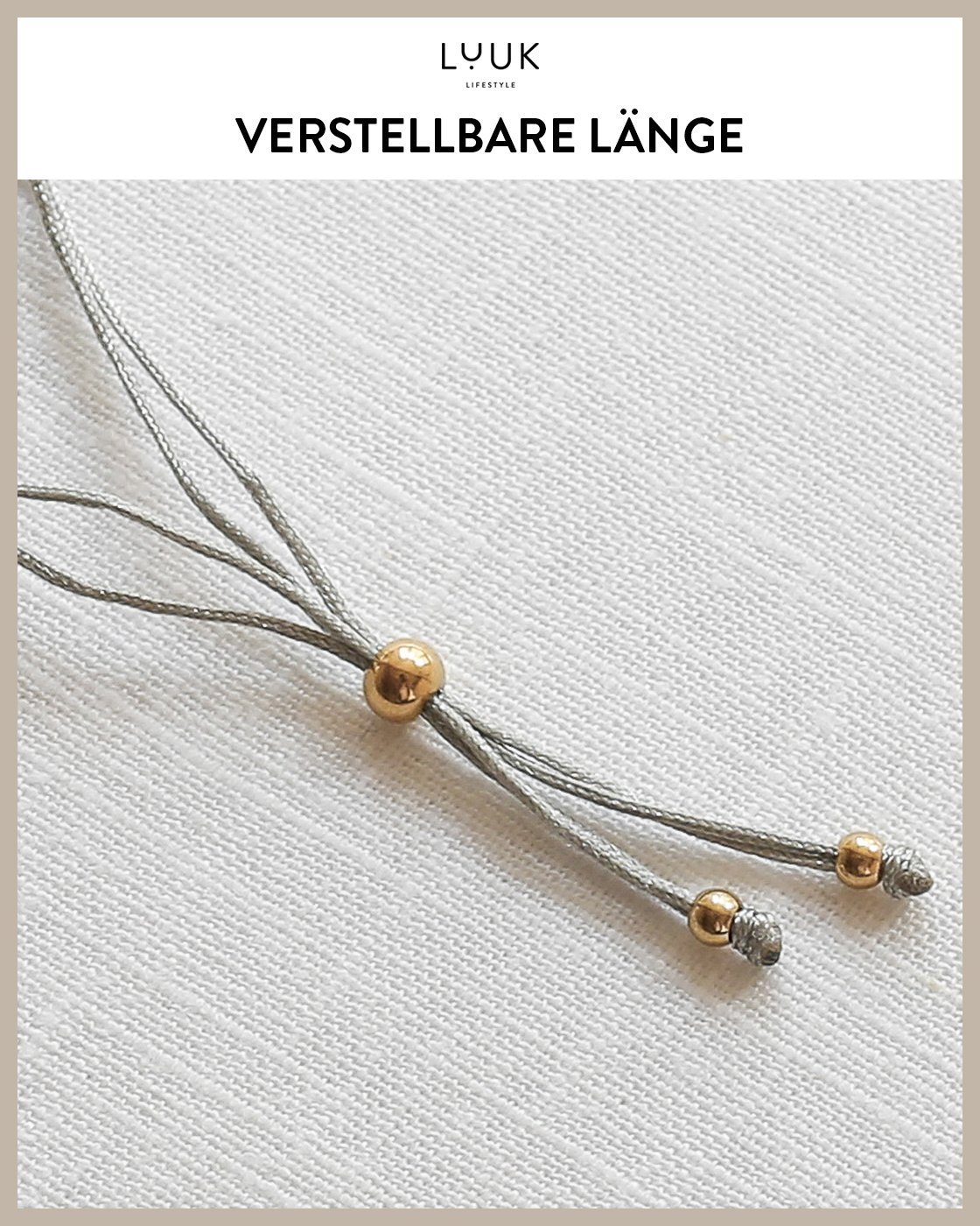 Spruchkarte Freundschaftsarmband mit verschlungene handmade, Gold LUUK Quadrate, LIFESTYLE Happiness