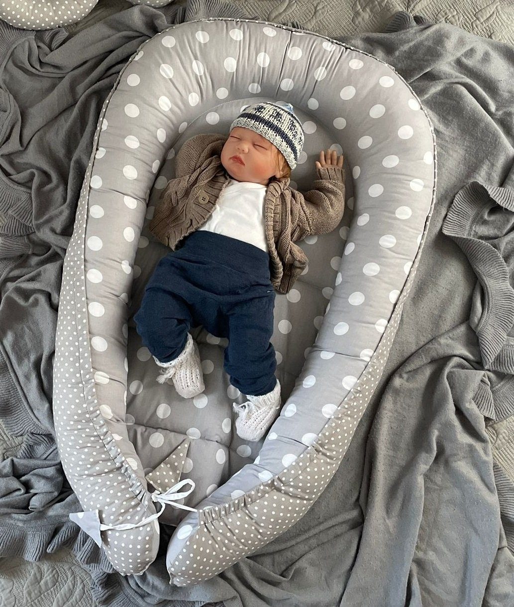 Loolay Bettnestchen Punkte/ Mini Pünktchen GRAU BAUMWOLLE Nestchen SETS, (S günstig online kaufen