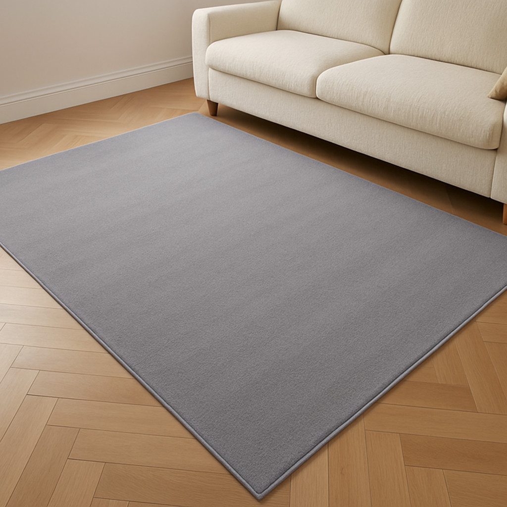 TaCa Home Teppich Kurzflor-Teppich Uni, rechteckig, Höhe: 9 mm, Wohnzimmer Schlafzimmer Esszimmer, grau - 60 x 120 cm