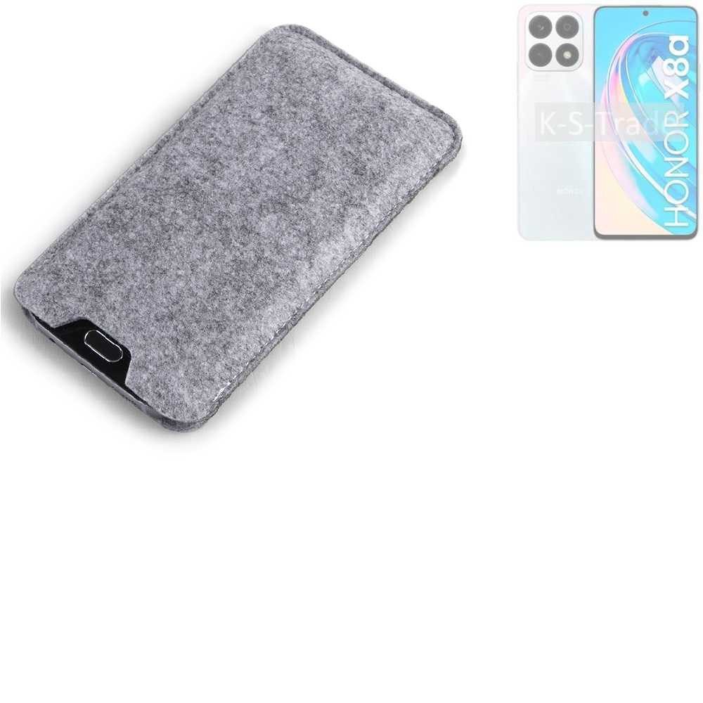 K-S-Trade Handyhülle für Honor X8a 5G, Filz Handyhülle Schutzhülle Filztasche Filz Tasche Case Sleeve