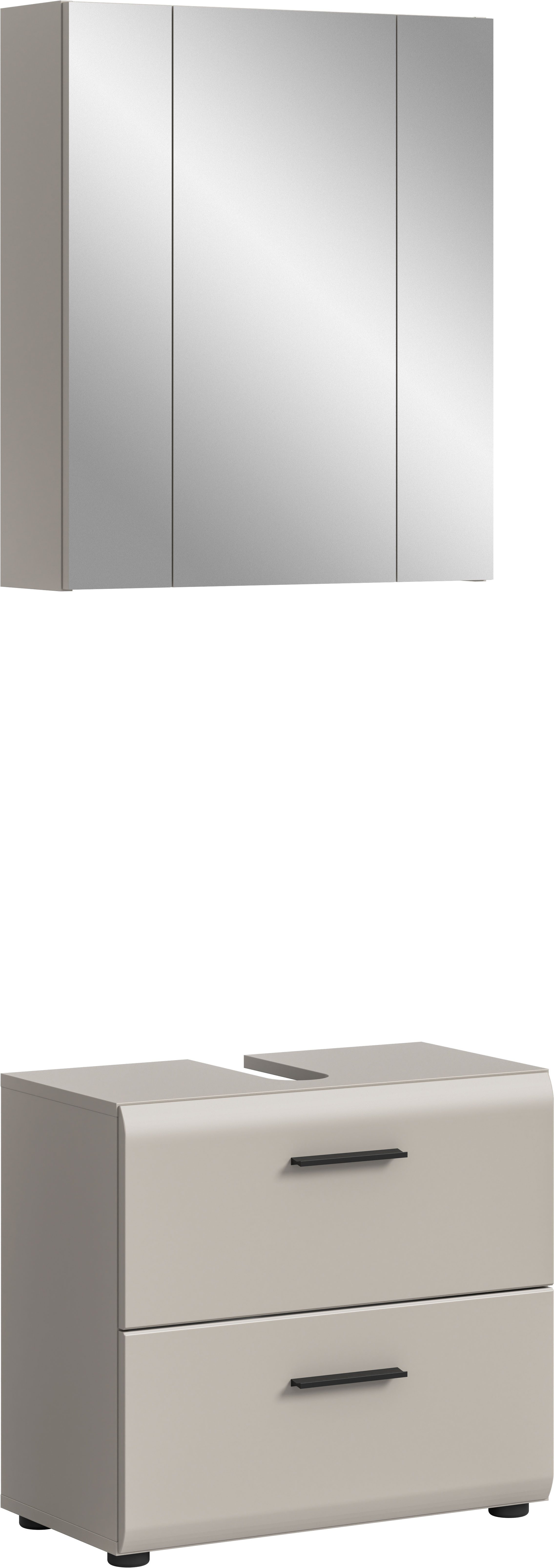 welltime Badmöbel-Set FLORENZ, 2-teilige Badkombination, hochwertige MDF-Front, (Set, 2-St., bestehend aus: 1 Waschbeckenunterschrank, 1 Spiegelschrank), Bad-Kombination, Bad-Möbel, Badezimmer, Kombination, Kombi