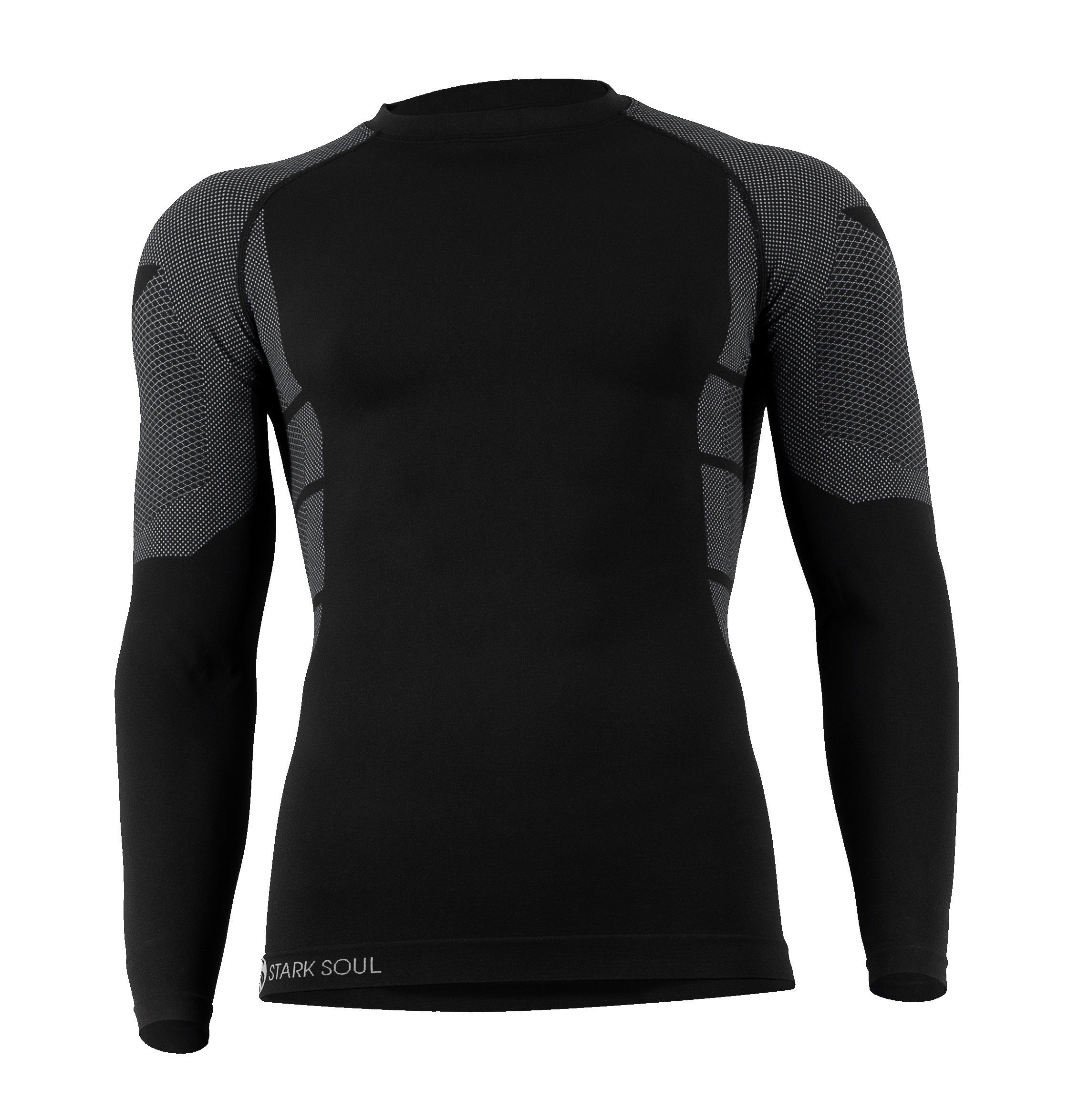 Stark Soul® Funktionsunterhemd Funktionshirt, Skiunterwäsche, Langarm, Seamless - Funktionsunterwäsche Shirt Schwarz/Grau 