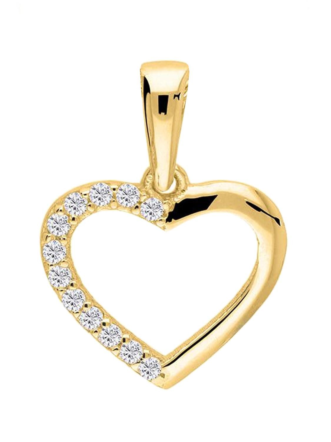 My Gold Herzanhänger Damen Herz Anhänger Gelbgold 375 Gold mit Zirkonia - Sarah (Set, 1-tlg., inkl. Schmuckbox), Geschenke
