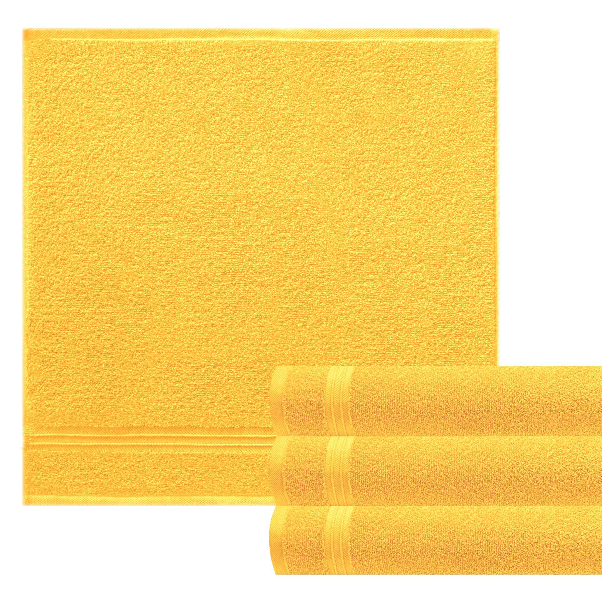 Lashuma Handtuch Set Linz Küchentücher, Frottee, (Spar-Set, 4-tlg), Gelbe Geschirrtücher 50x50 cm mit Aufhänger