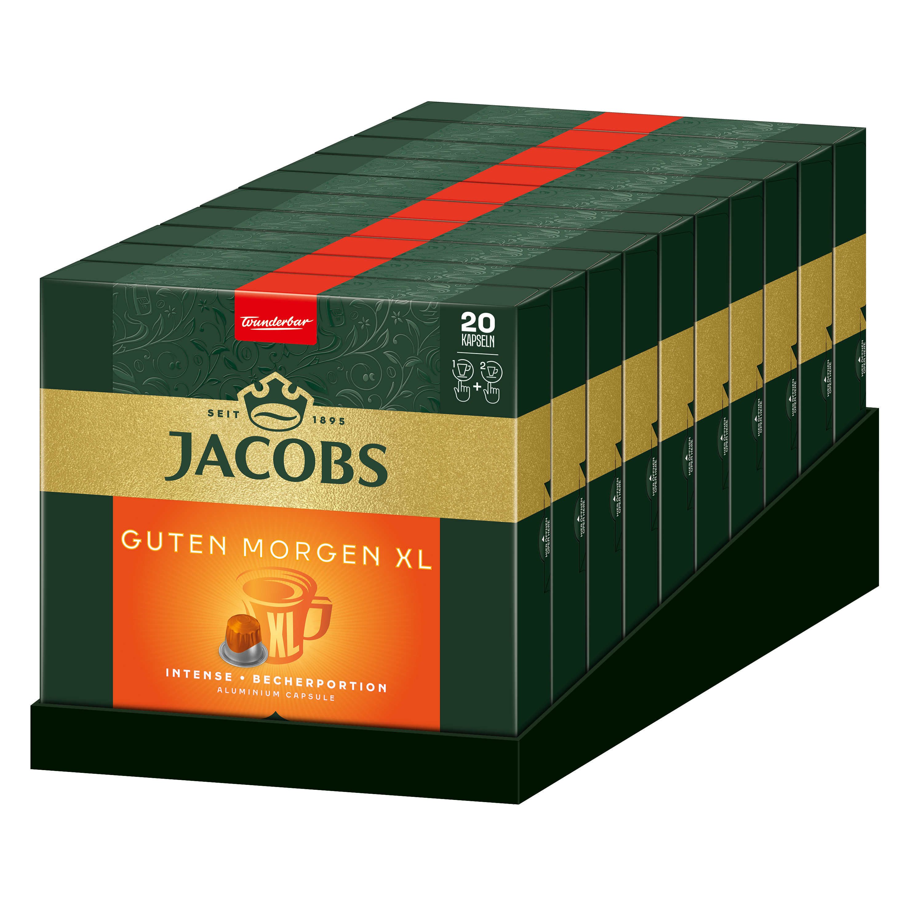 JACOBS Kaffee Guten Morgen XL Intense 200 Nespresso®* kompatible Kapseln, (Packung, 10er Pack)