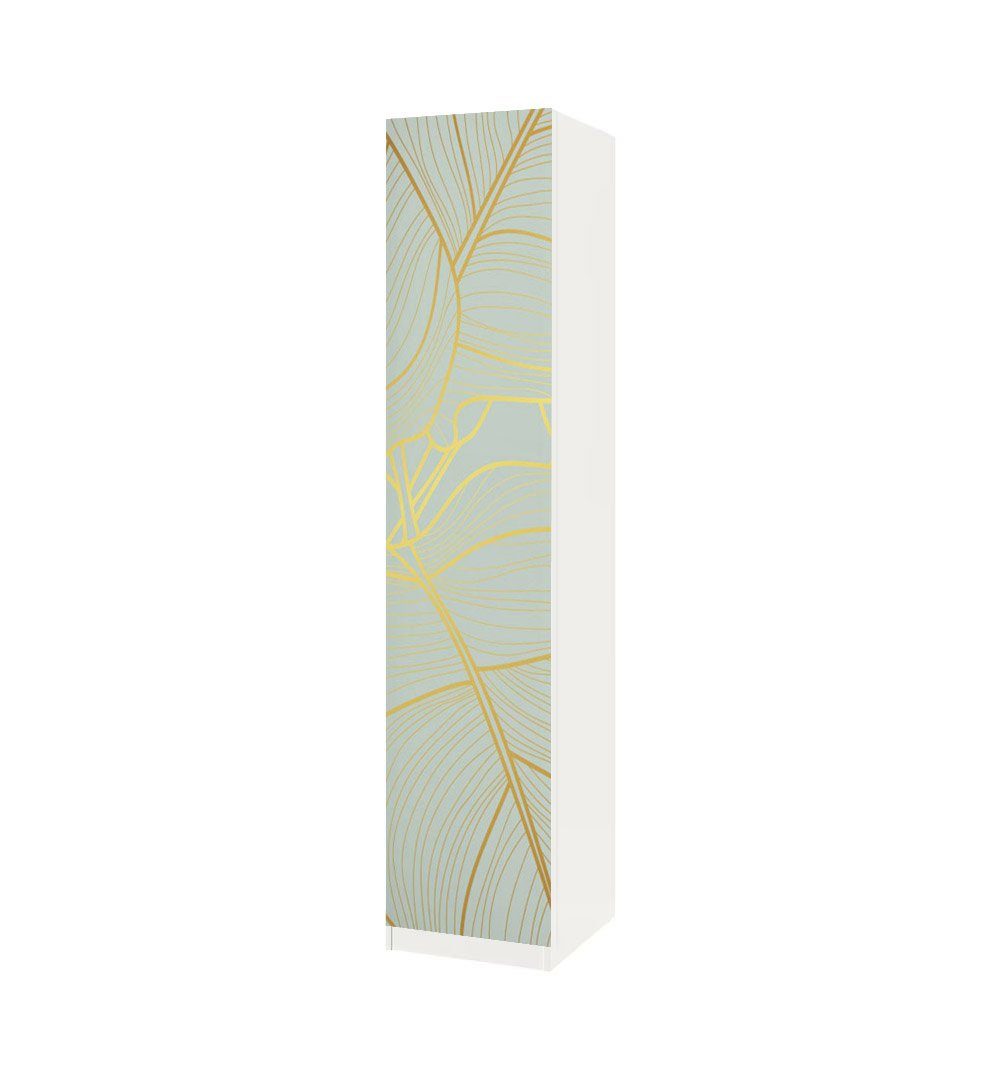 MyMaxxi Möbelfolie Schrankaufkleber Pax Überlappende goldene Blätter Möbelfolie Folie, (goldene Blätter gezeichnet, 1St.}, Ein Aufkleber je Schranktür), Selbstklebend