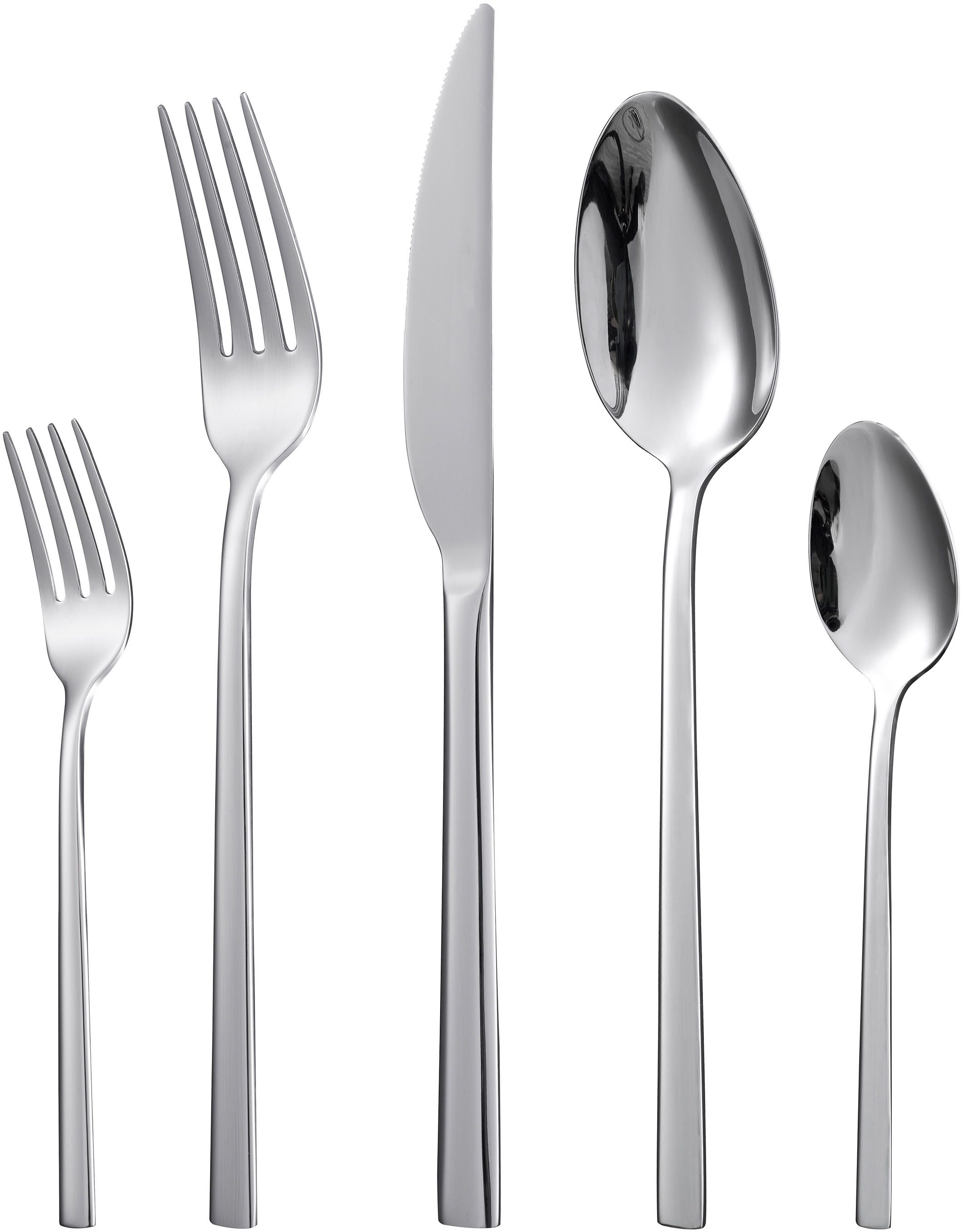 Hanseatic Besteck-Set SMART, wahlweise in glänzender oder matter Optik (30-tlg), 6 Personen, Edelstahl 18/10, leichtes und minimalistisches Design