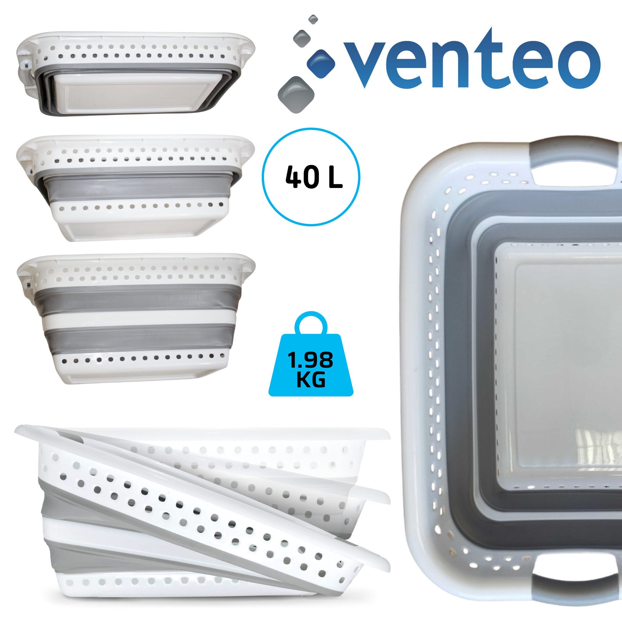 Venteo Ausziehwäschekorb Foldable Container (Spar Set, 2 St., 1er oder 2er günstig online kaufen