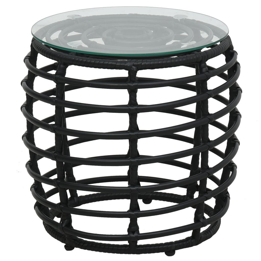 vidaXL Gartenlounge-Set 3-tlg. Bistro-Set Poly Rattan Schwarz, (3-tlg)