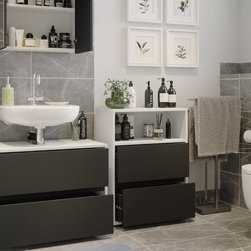Vicco Midischrank Badezimmerschrank Maltin 60x30 cm Weiß Anthrazit