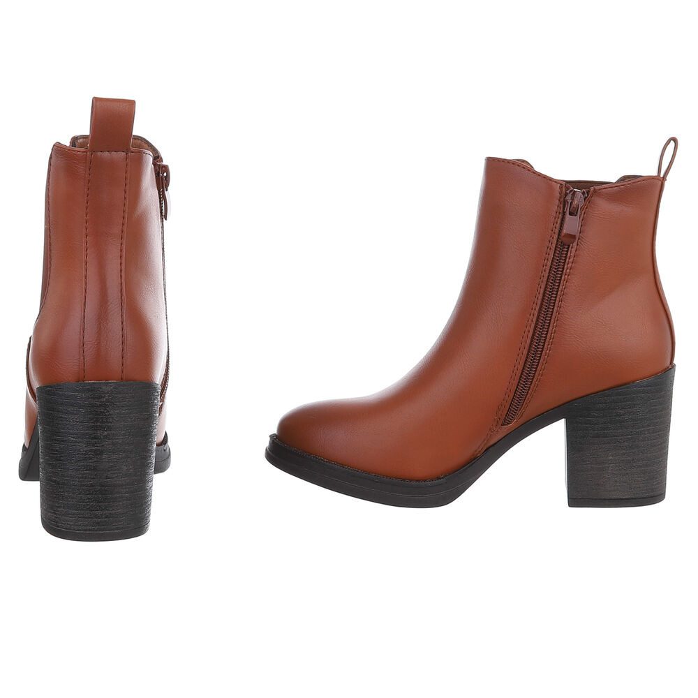 Ital-Design Stylischer Chelsea Boot mit Blockabsatz für Damen High-Heel-Stiefelette (90482615) Blockabsatz Stiefeletten in Camel – Bild 5 von 5