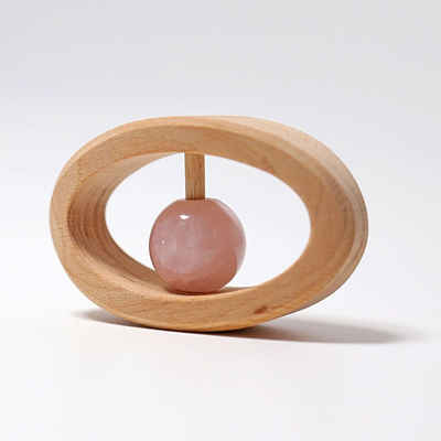 GRIMM´S Spiel und Holz Design Greifling Rosenquarz Rassel Greifling Holzspielzeug 9cm