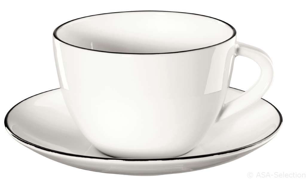 ASA SELECTION Tasse à table ligne noire Kaffeetasse mit Untertasse 0,2, Fine China