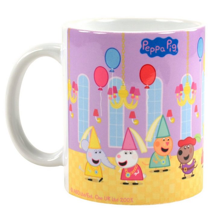 United Labels® Tasse Peppa Wutz Tasse - Festsaal Kaffeetasse Becher Kinder Kindertasse Lila aus Keramik 320 ml Keramik
