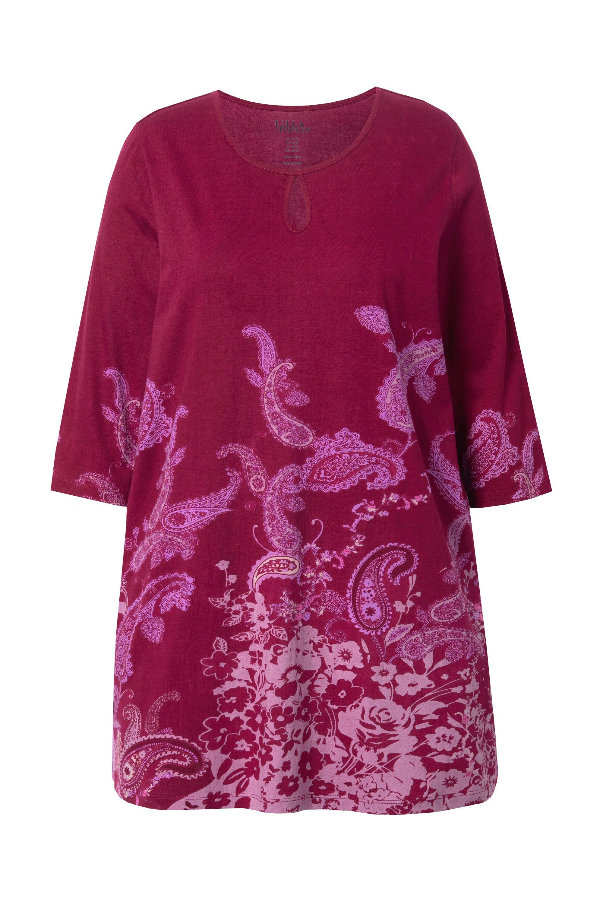 Ulla Popken Longshirt Longshirt bedruckt Rundhals Keyhole Langarm günstig online kaufen