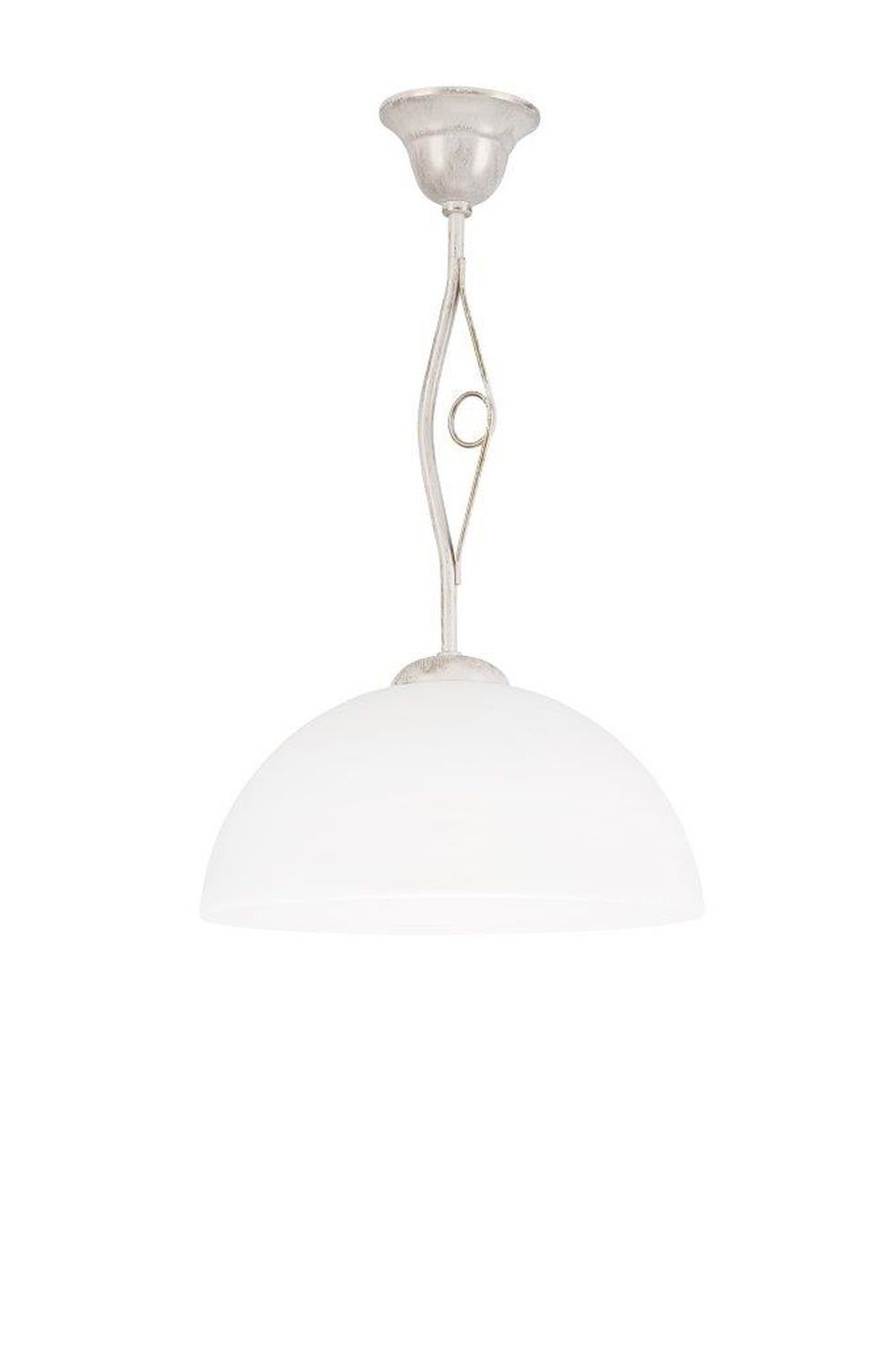 Licht-Erlebnisse Deckenleuchte PRISCILLA, ohne Leuchtmittel, Deckenleuchte Esszimmer Shabby Weiß Antik Glasschirm Wohnzimmer Lampe