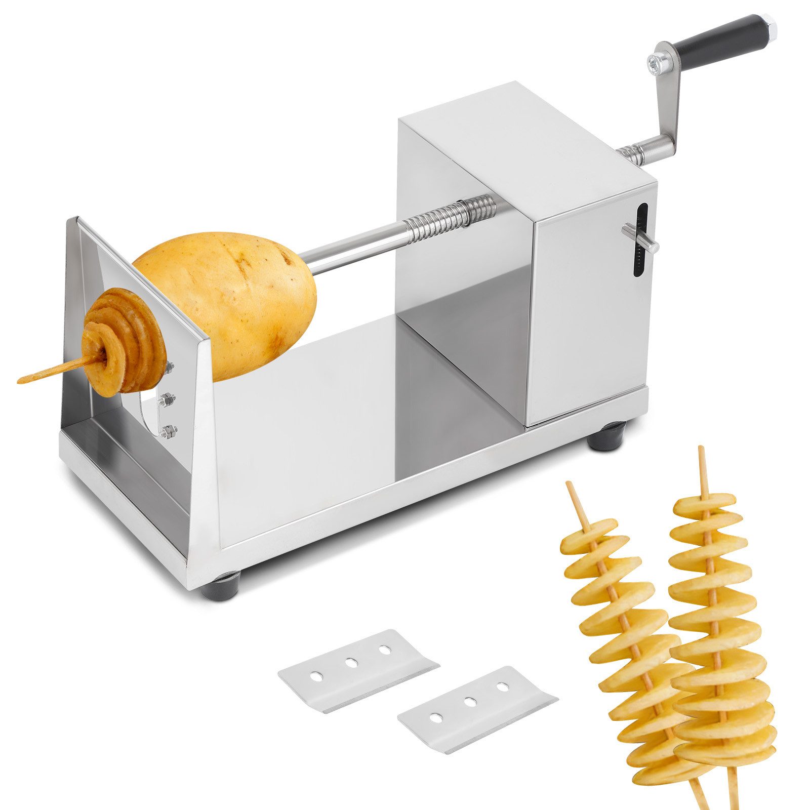 QUBEBU Spiralschneider-Einsatz Kartoffelschneider Twister Kartoffelspiralenschneider Spiralschneider, Zubehör für Edelstahl Spiralschneider, Multifunktionale Schneidemaschine, für Schneiden von Radieschen, Karotten, Gurken, Gemüse