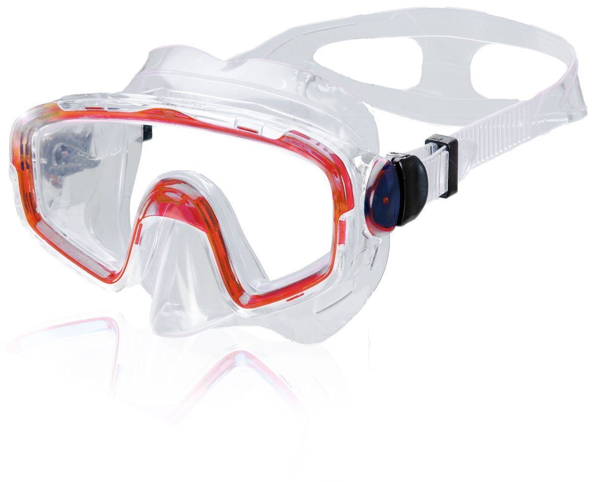 AQUAZON Taucherbrille SHARK, Schnorchelbrille für Kinder 7-12 Jahre rot transparent
